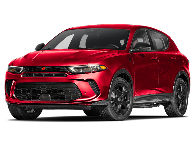 A stock photo of a Hot Tamale Red metallic Dodge Hornet