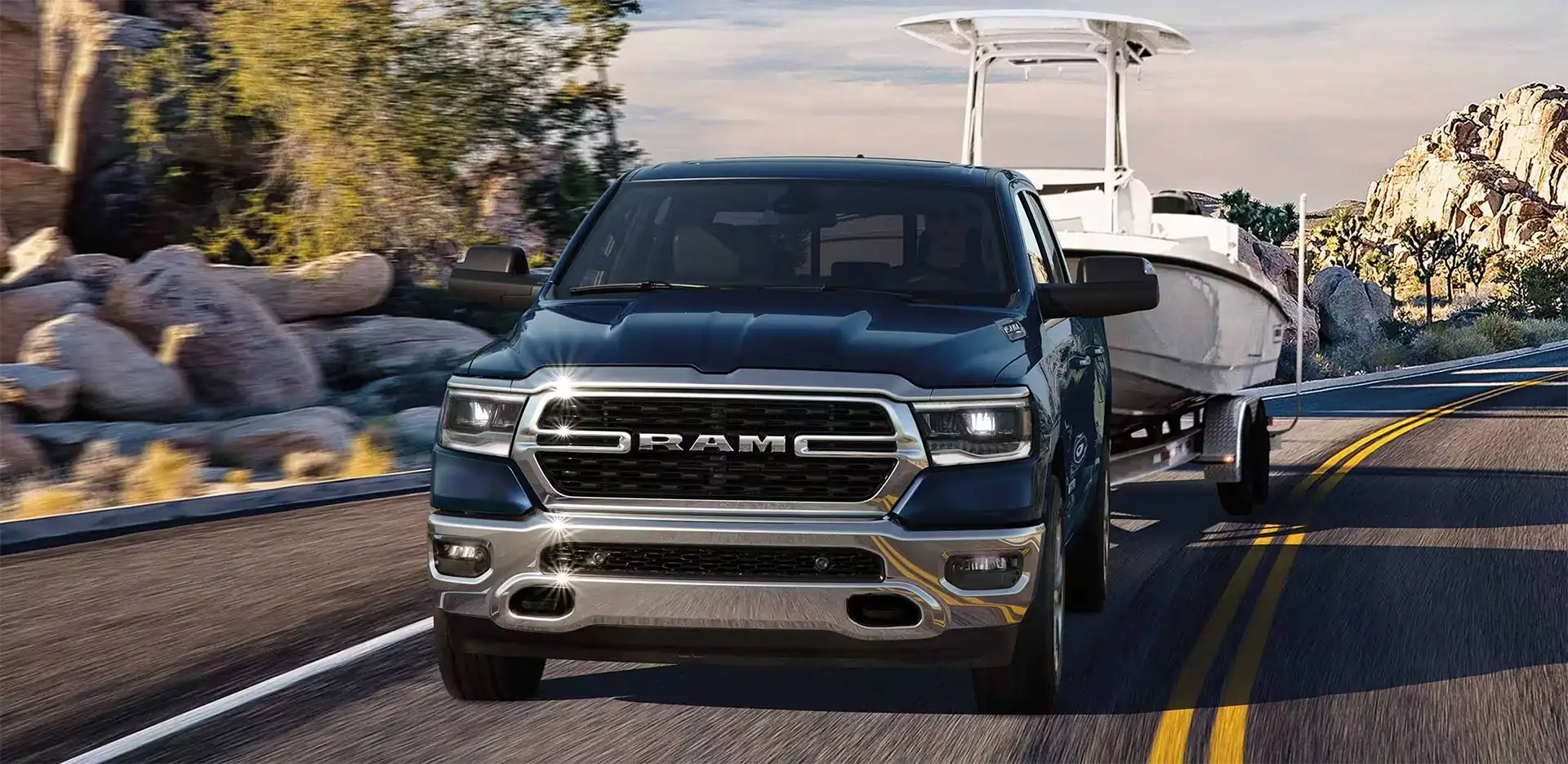 2024 Ram 1500 towing a boat